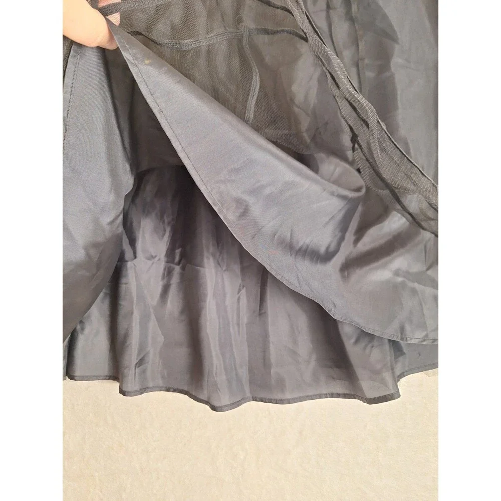Y2K Midnight Velvet Skirt Slip Womens 20W Layered Fairy Whimsigoth Tulle Black